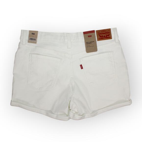 New 32/14 Levi's MidLength White Denim Short 4"Inseam Stretch - Picture 2 of 12